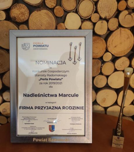 Nadleśnictwo Marcule w konkursie „Perła powiatu” za rok 2019-2021